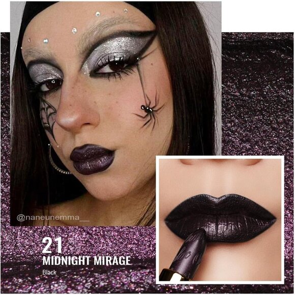 🆕Metallic Black Lipstick Lightweight Soft Hydrating Vegan Full-Coverage Color - Picture 2 of 10